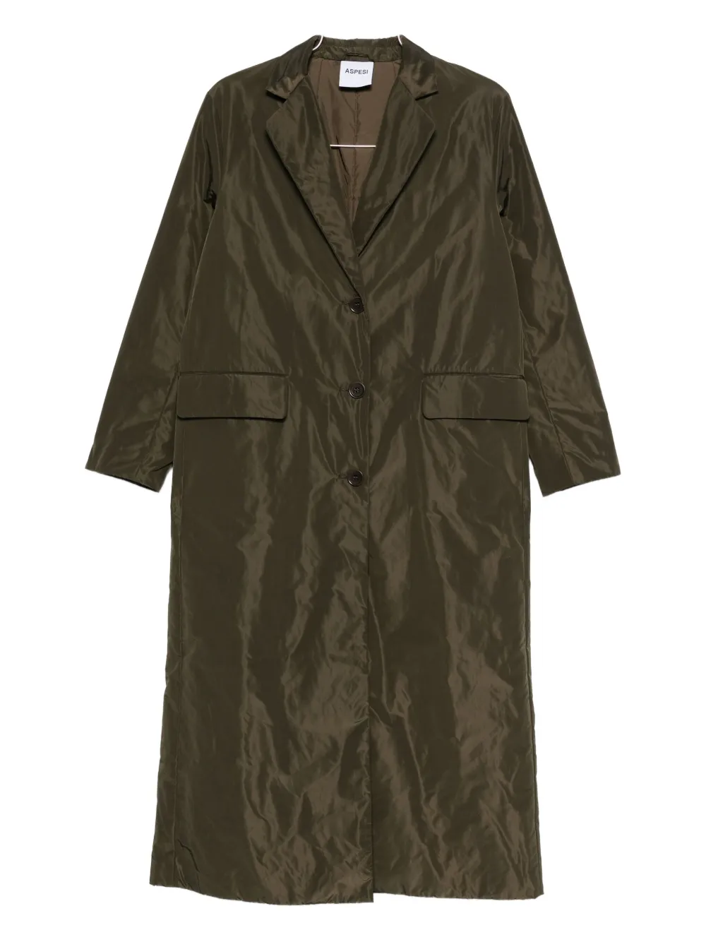 Aspesi Button-fastening Coat In Green