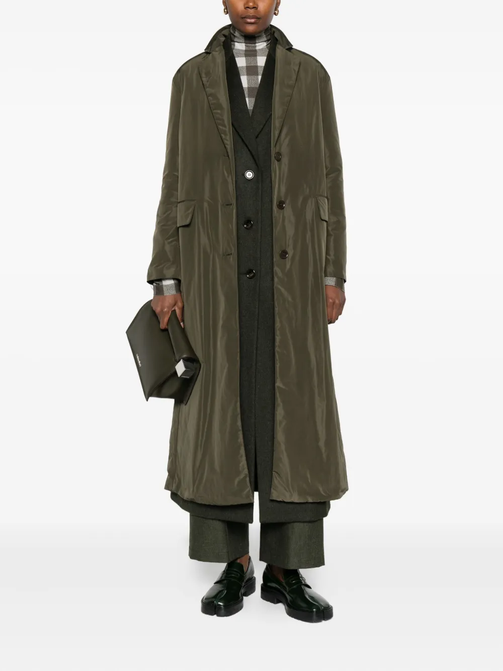 Aspesi Button-fastening Coat In Green