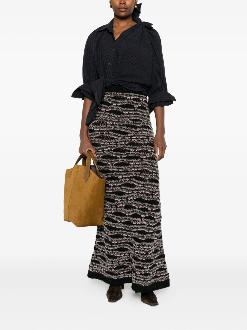 Kristina Ti Gebreide maxi-rok - Zwart