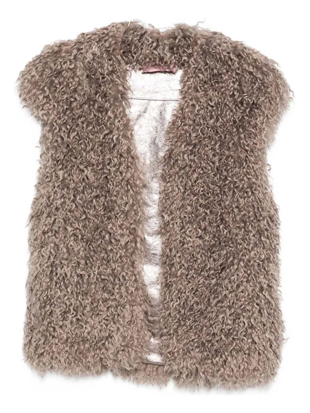 Kristina Ti Faux-fur Sleeveless Jacket In Brown