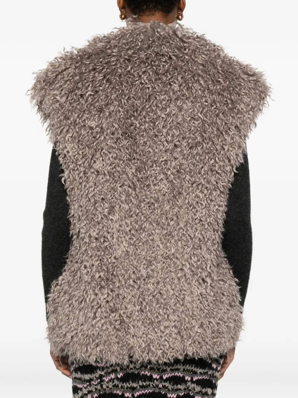 Kristina Ti Faux-fur Sleeveless Jacket In Brown