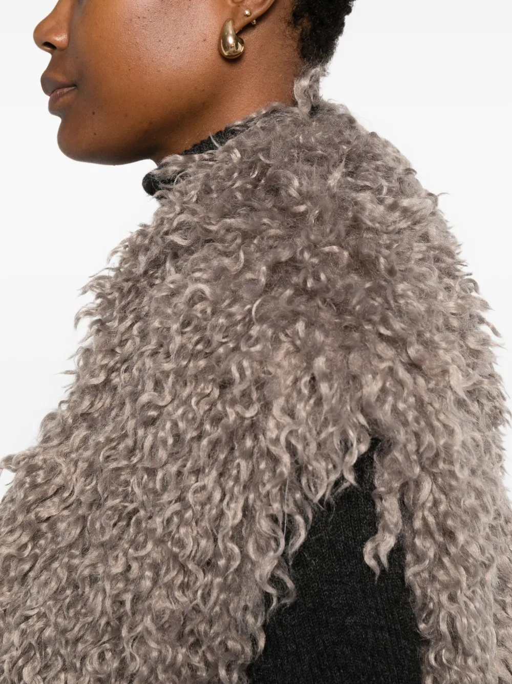Kristina Ti Faux-fur Sleeveless Jacket In Brown