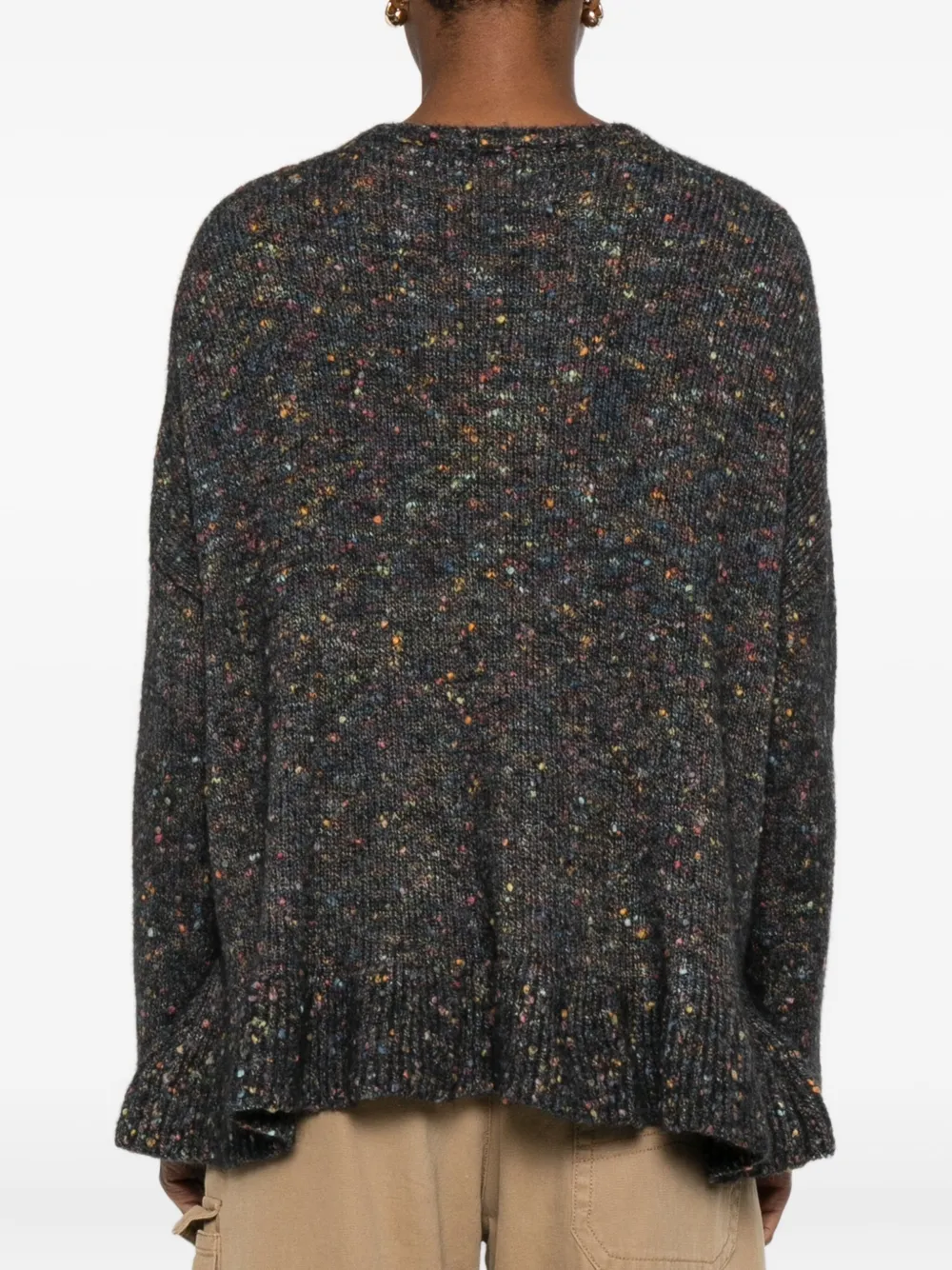 Kristina Ti Speckled Ruffled Sweater In Green