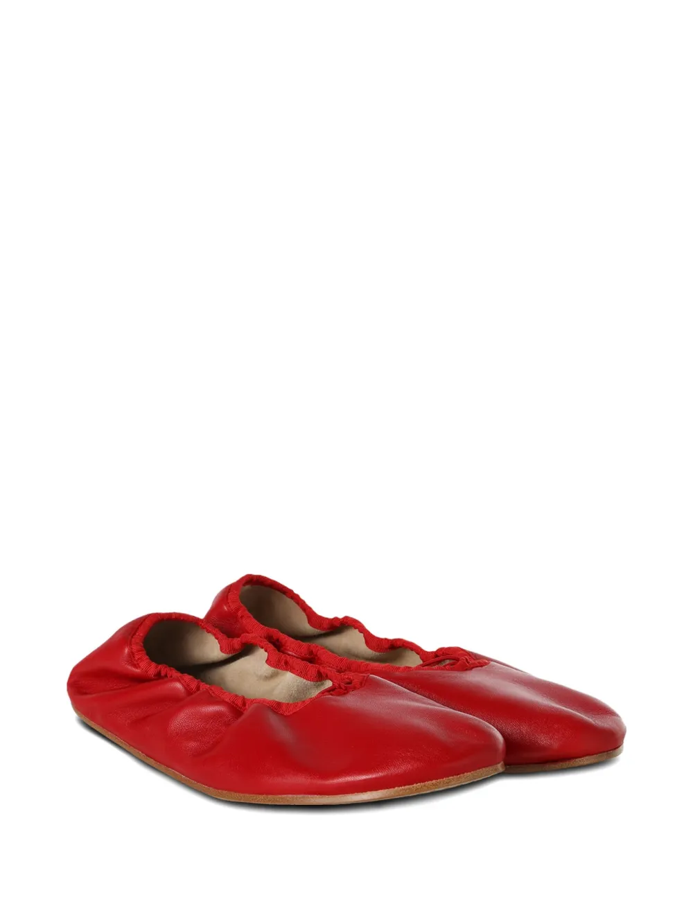 The Row sheepskin ruffled ballet flats - Rood