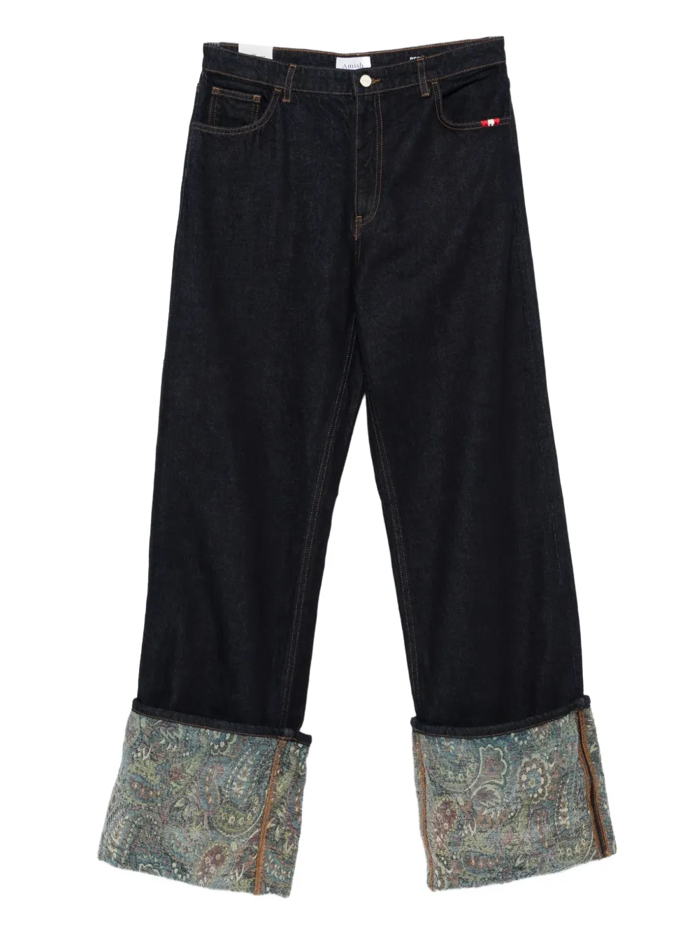 AMISH paisley-cuffed straight-leg jeans | Blue | Image 1