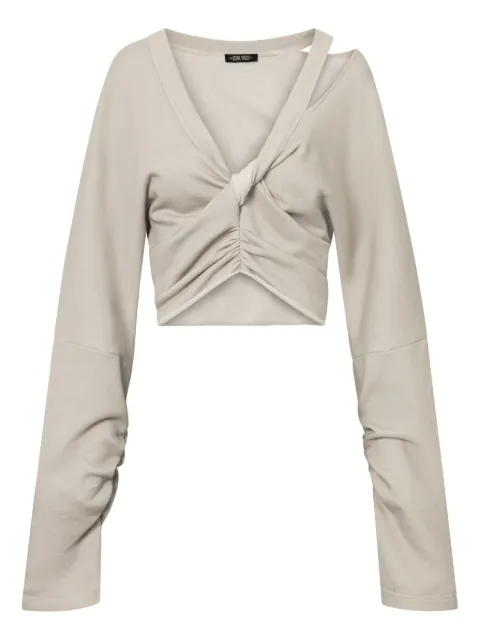 Elena Velez leather-trimmed zip-front top