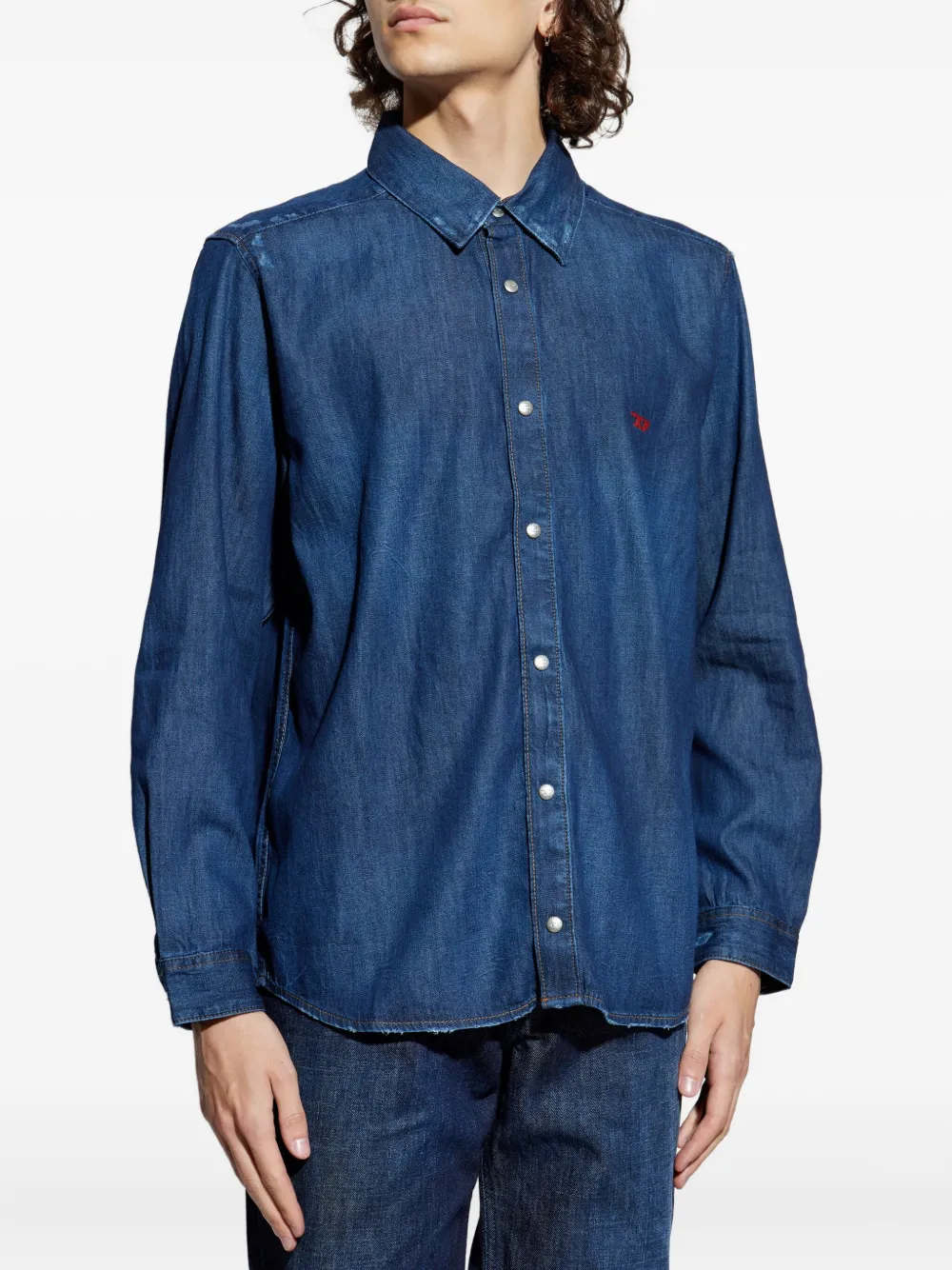Diesel D-Simply denim overhemd met geborduurd logo Blauw