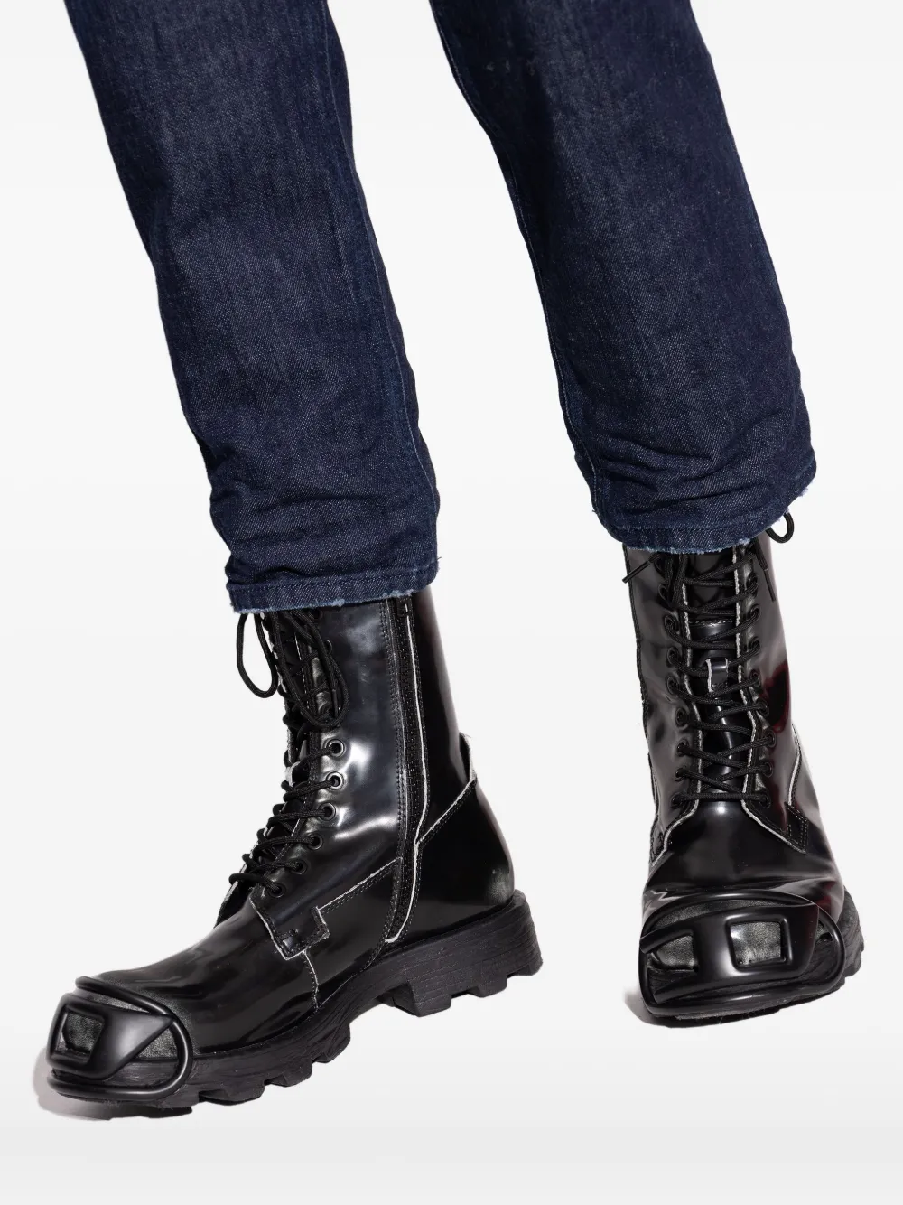 Diesel D-Hammer laarzen met veters en neus Zwart