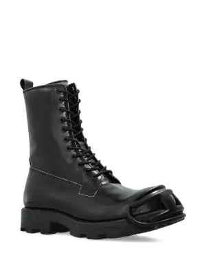 Diesel D-Hammer D lace-up Leather Boots | Black | FARFETCH