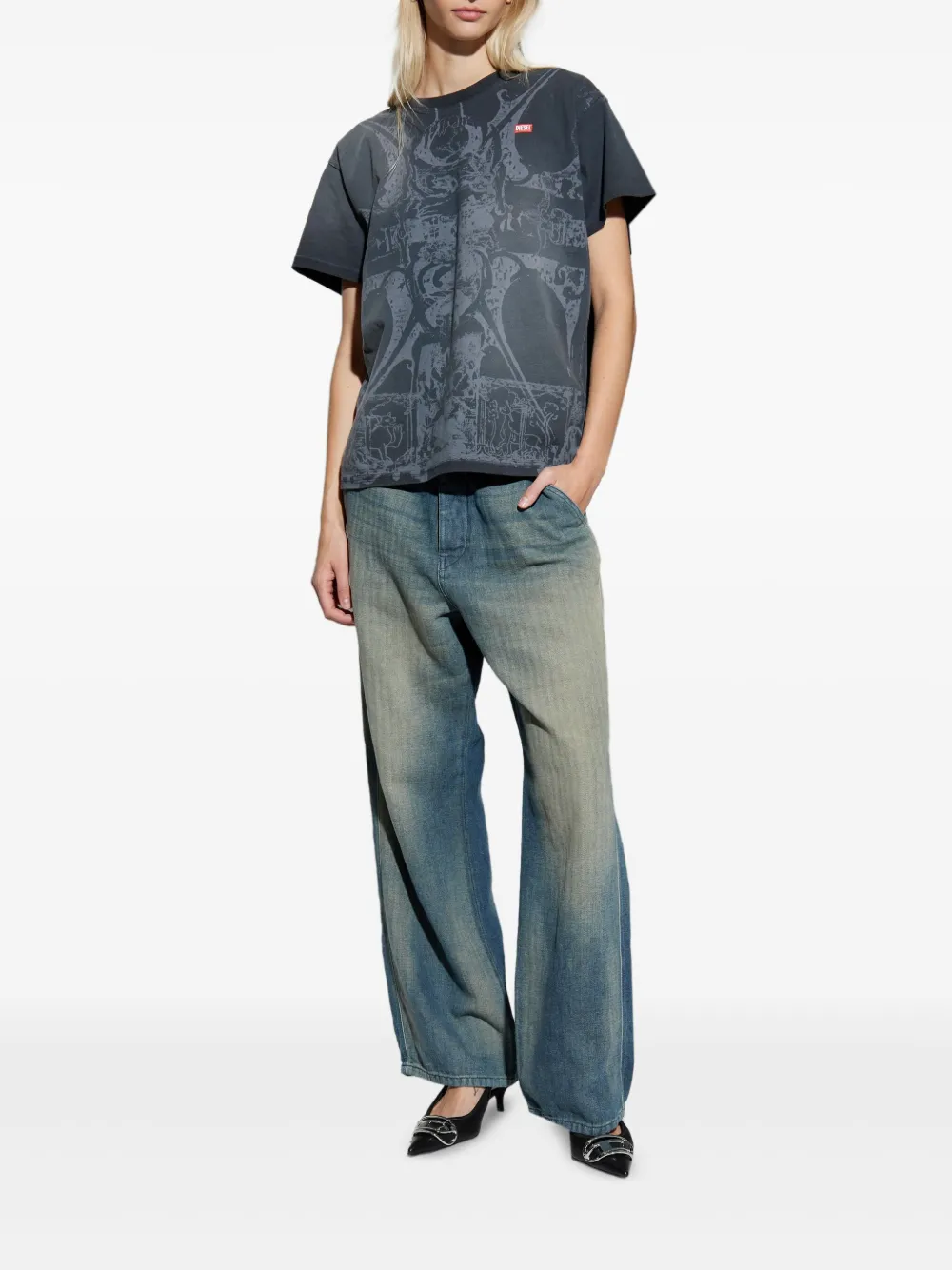 Diesel D-Phant-Chino jeans met visgraatpatroon en vervaagd effect Blauw