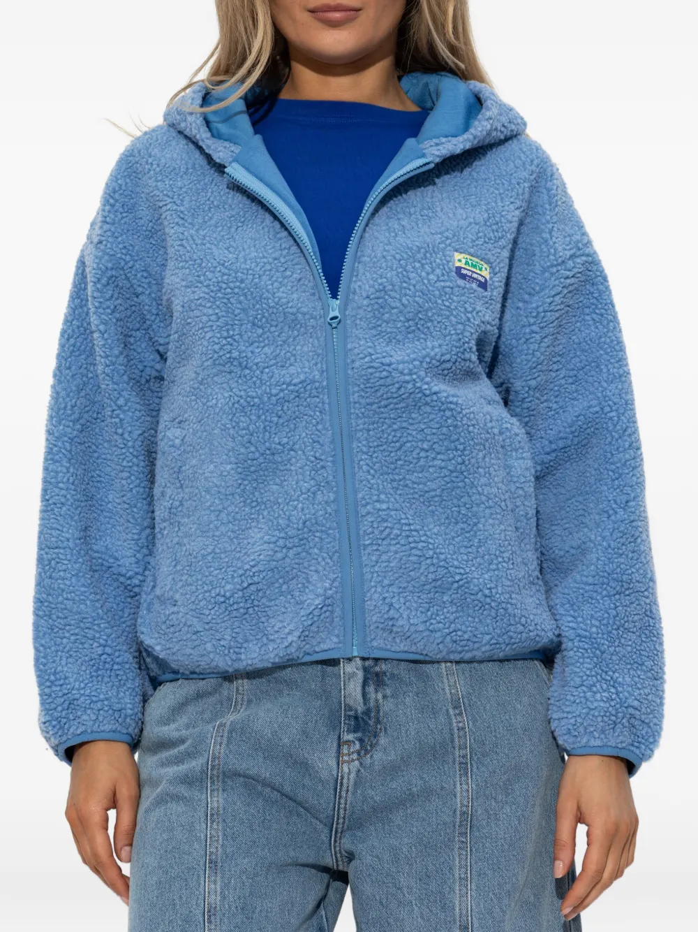American Vintage Hoktown Hooded Teddy Jacket In Blue