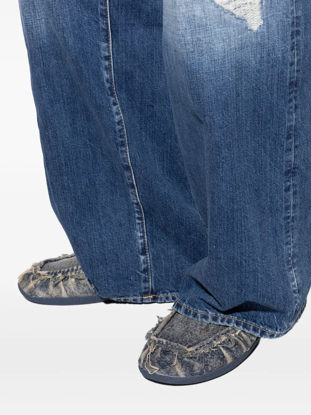 Diesel D-Shock frayed denim loafers Blue