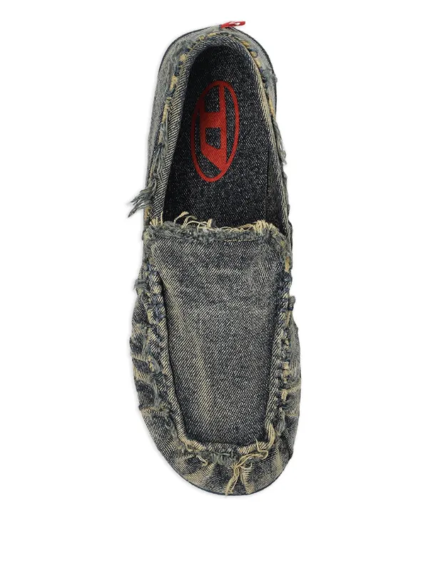 Diesel D-Shock Frayed Denim Loafers | Blue | FARFETCH display picture 2