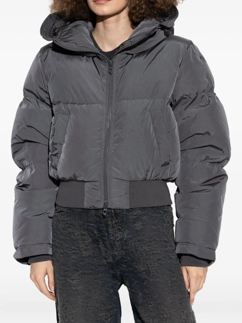 Diesel W-Peyt-Short-New-P1 donsjack met capuchon Grijs