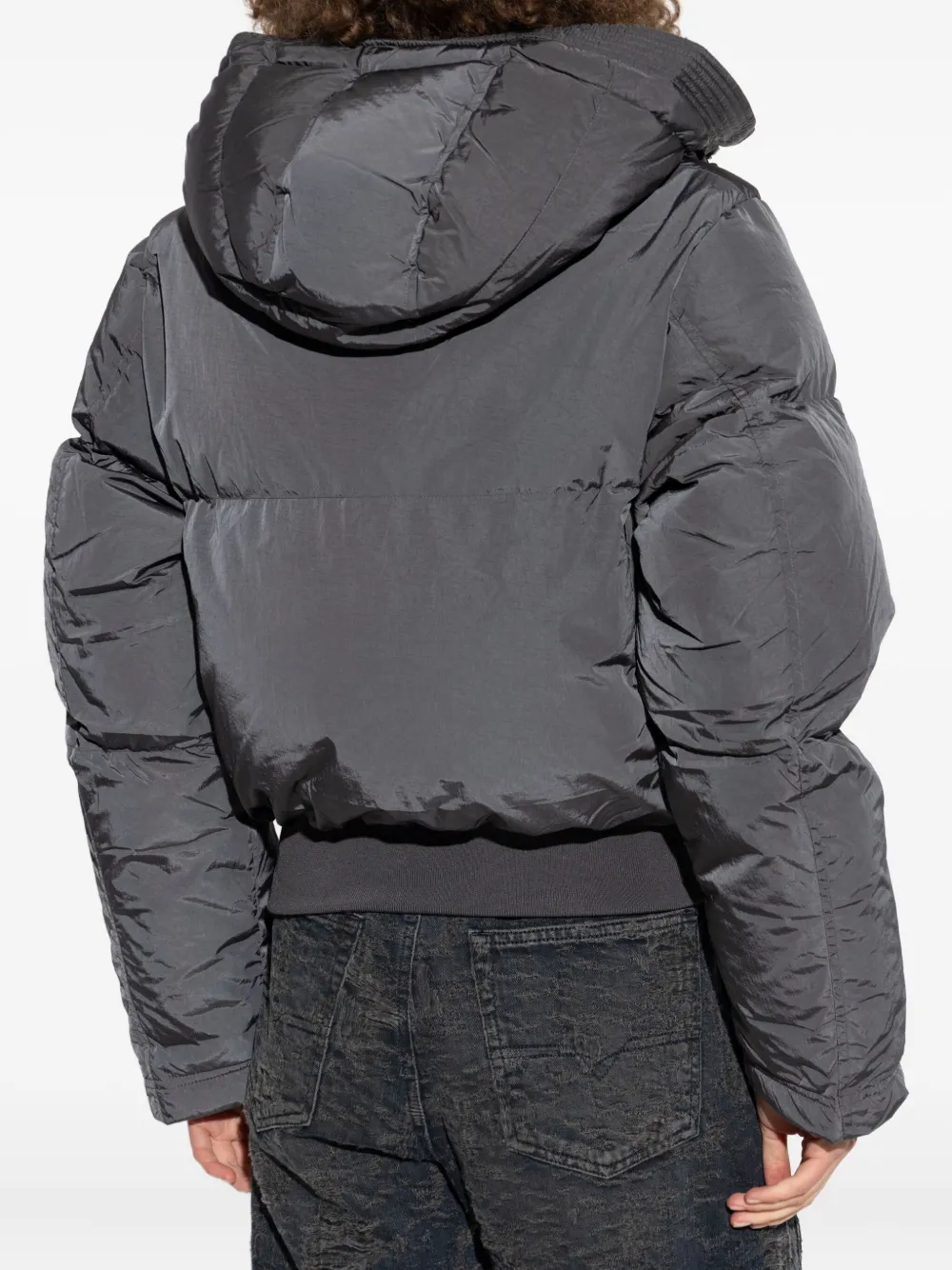 Diesel W-Peyt-Short-New-P1 donsjack met capuchon Grijs