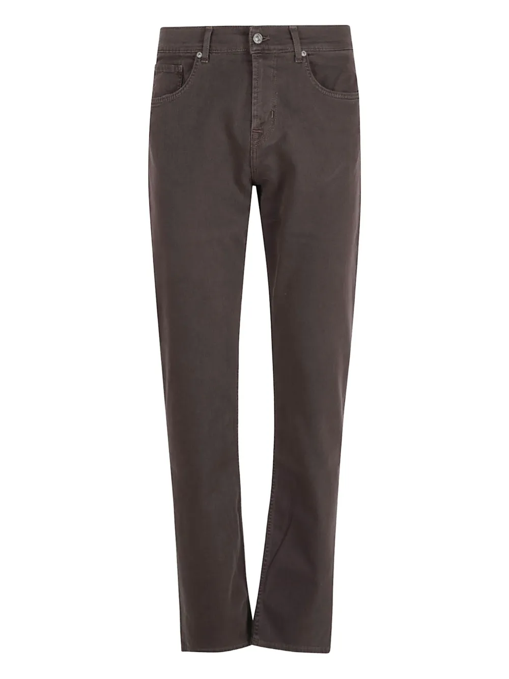 7 For All Mankind Straight-leg Stretch Denim Jeans With Mid-rise Fit In Brown