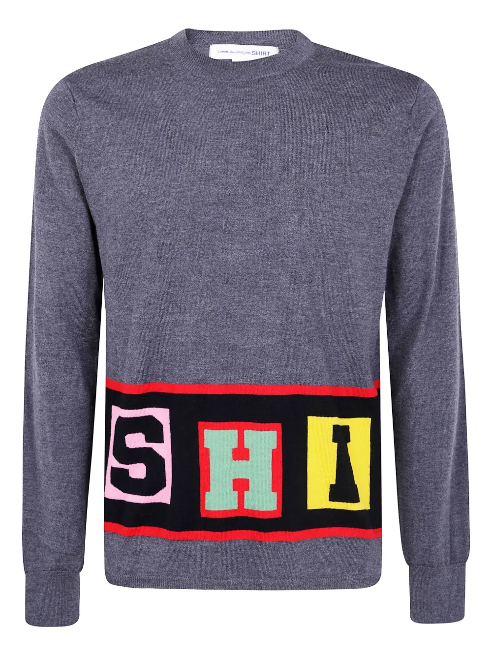 Comme Des Garçons Shirt block-letter knit sweater | Grey | Image 1
