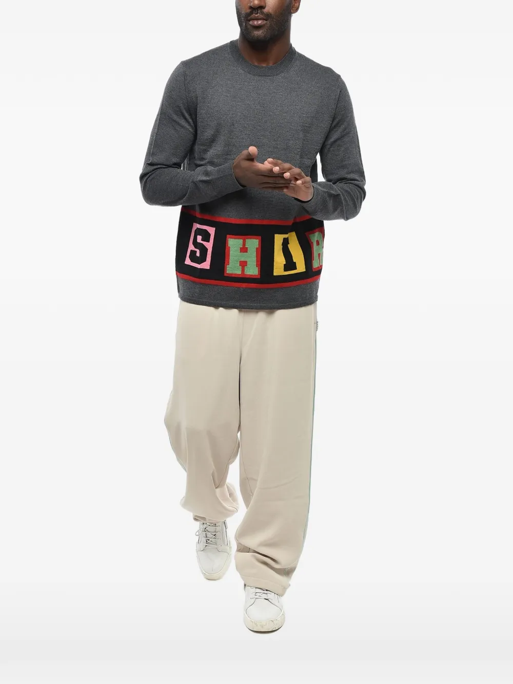 Comme Des Garçons Shirt Gebreide trui met blokletter Grijs