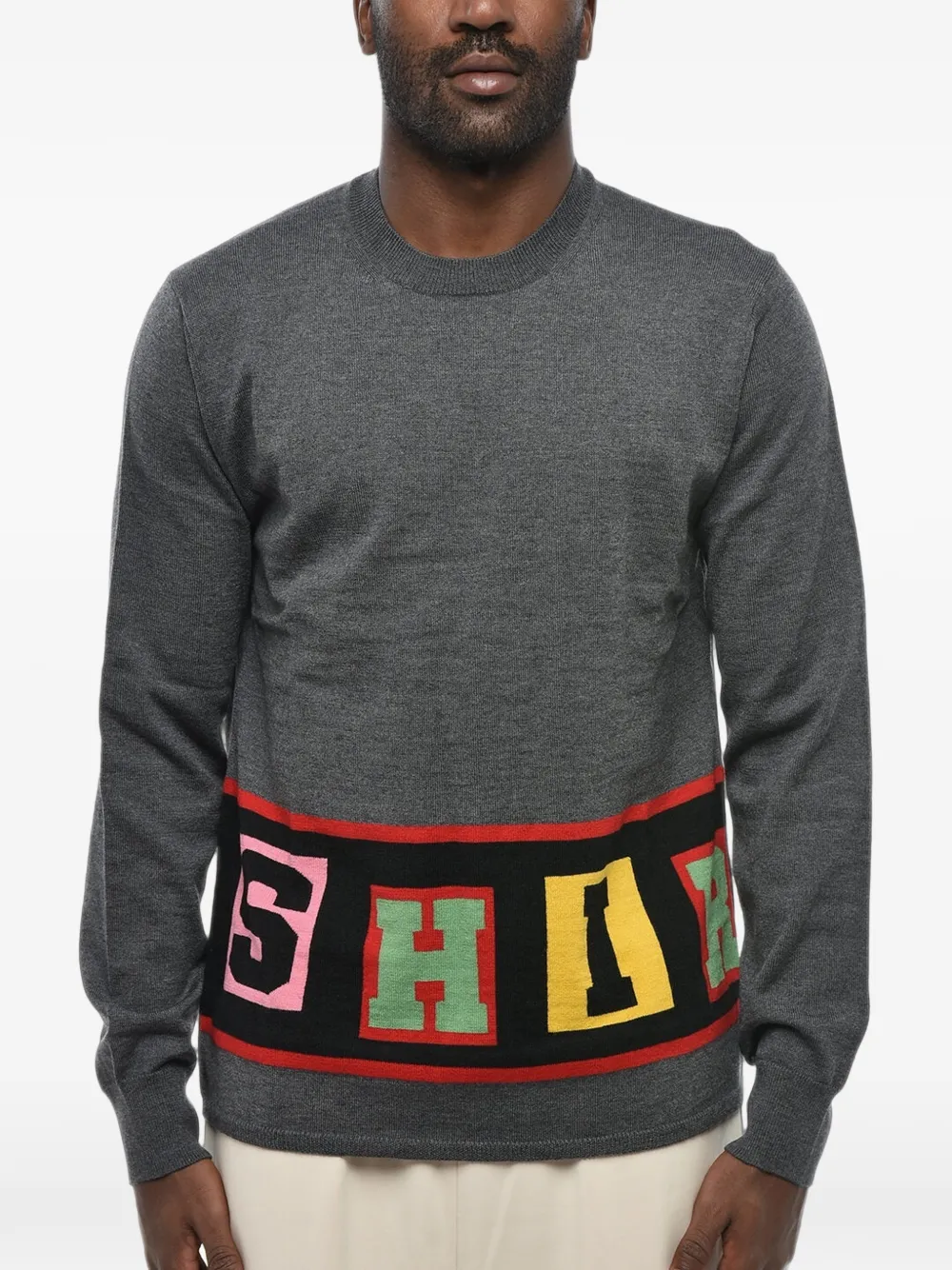 Comme Des Garçons Shirt Gebreide trui met blokletter Grijs