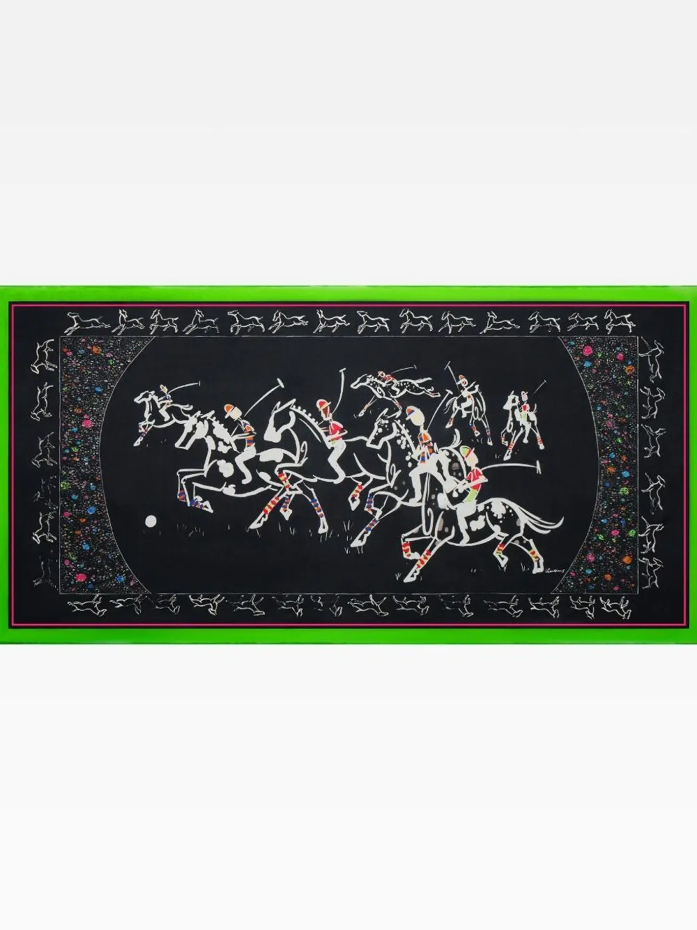 Shanghai Tang equestrian print silk scarf - Zwart