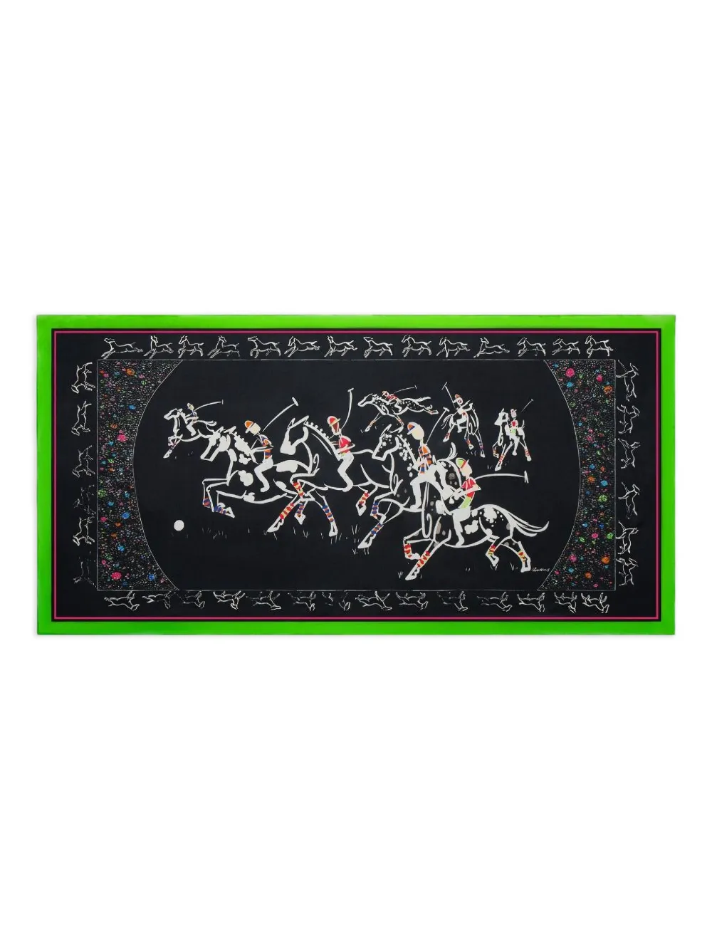 Shanghai Tang Seidenschal mit Reitsport-Print | Schwarz | Image 1