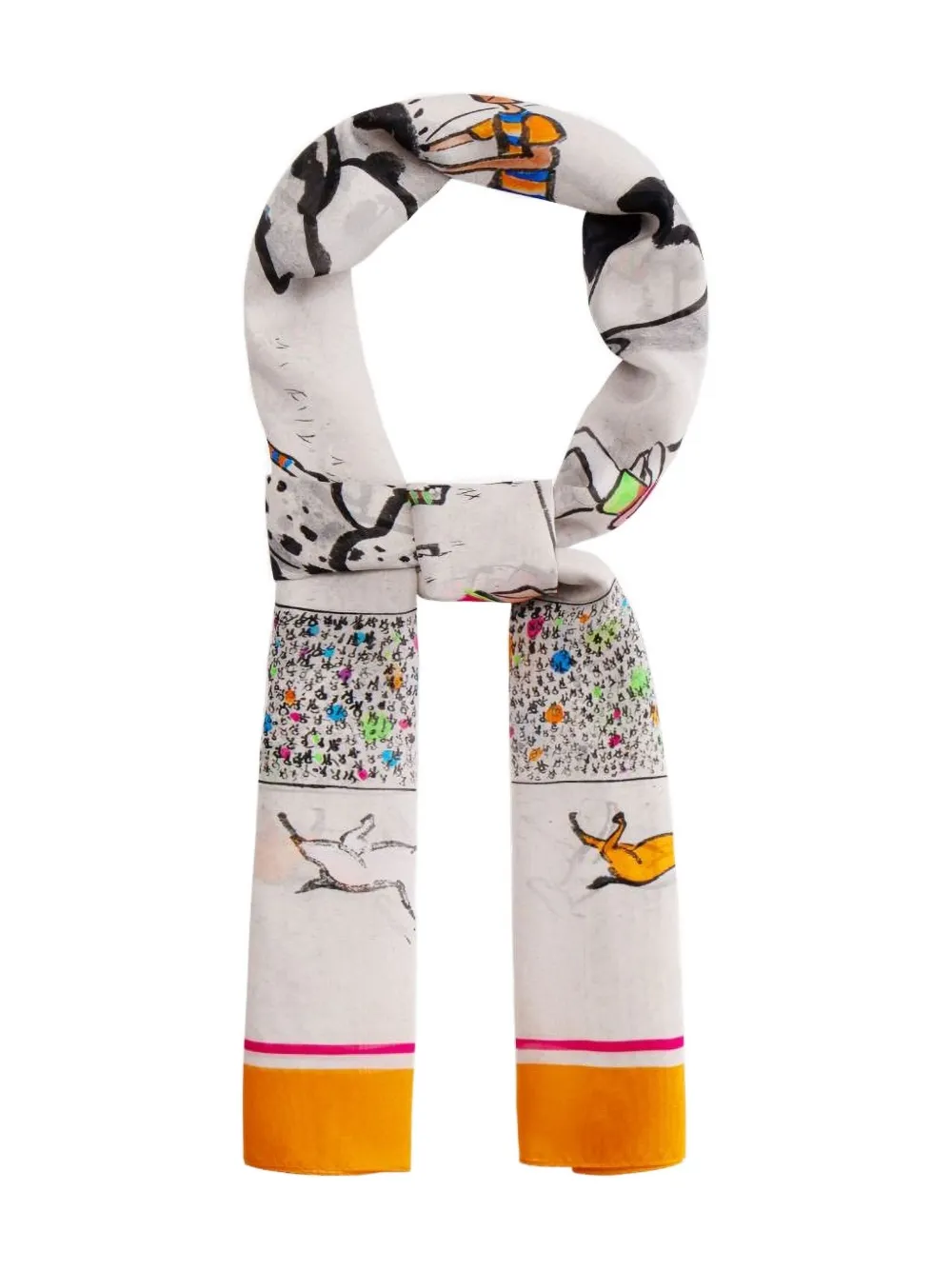 Shanghai Tang equestrian-print silk scarf - ホワイト Shanghai Tang equestrian-print silk scarf - ホワイト