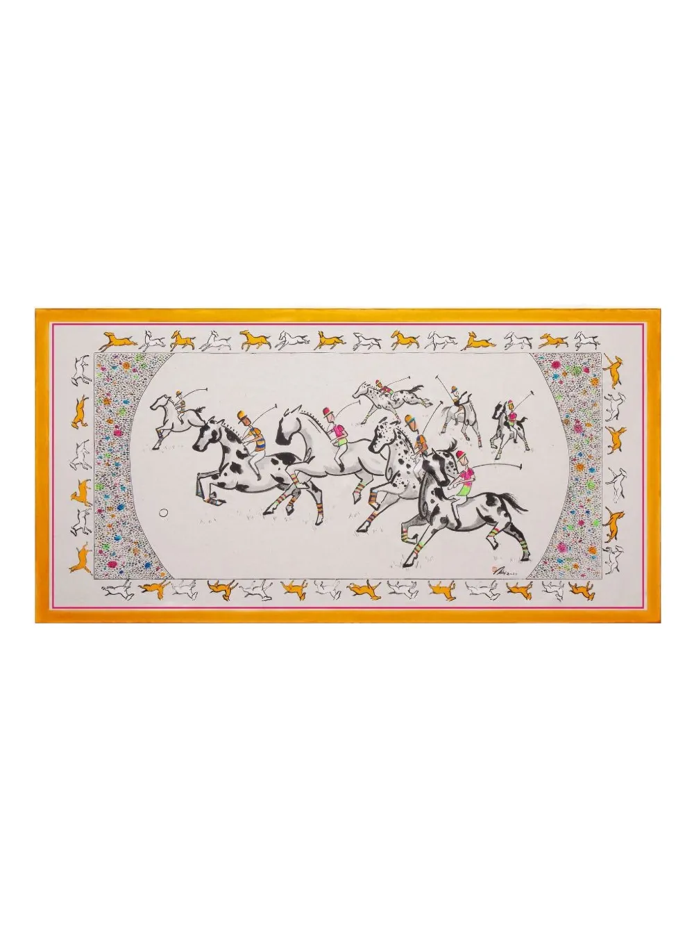 Shanghai Tang equestrian-print silk scarf - Wit