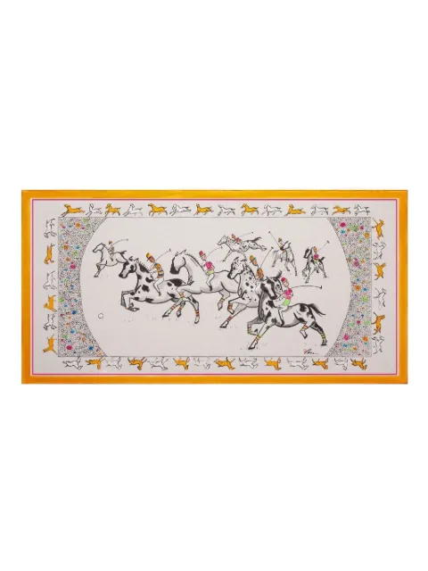 Shanghai Tang equestrian-print silk scarf