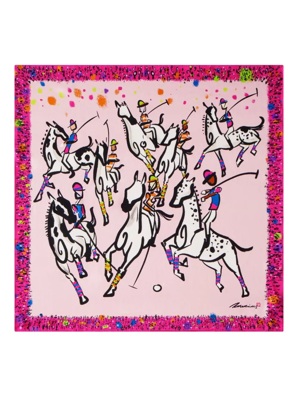 Shanghai Tang equestrian-print silk scarf - ピンク Shanghai Tang equestrian-print silk scarf - ピンク