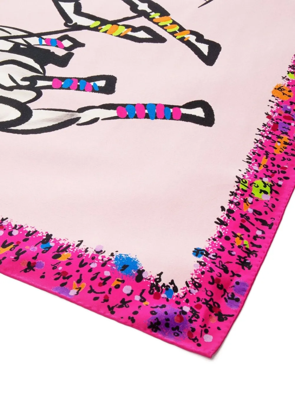 Shanghai Tang equestrian-print silk scarf - Roze