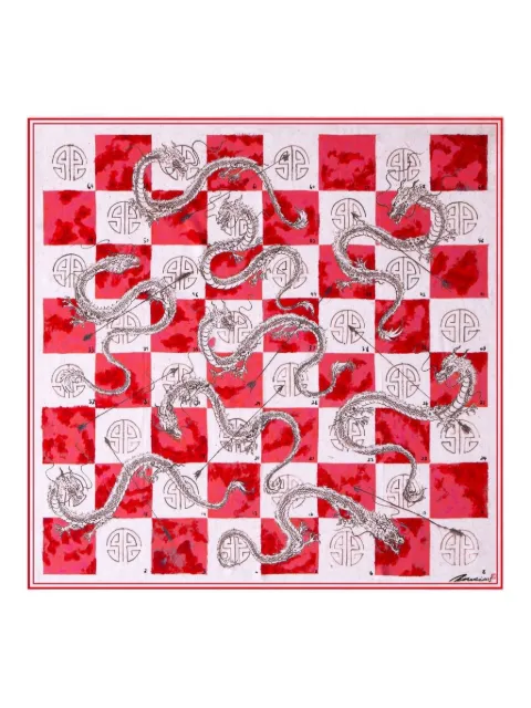 Shanghai Tang dragon-arrow silk scarf
