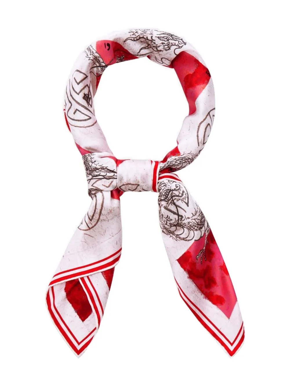 Shanghai Tang dragon-arrow silk scarf - Rood