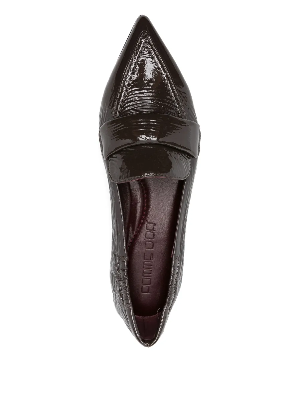 Pomme D'or Ingrid Patent-leather Pointed Loafers In Brown