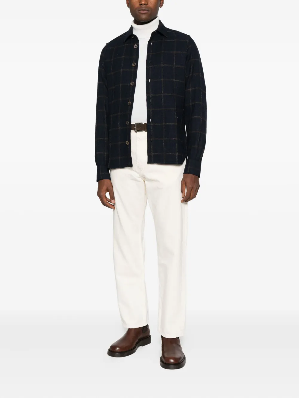 Kiton checked buttoned shirt - Blauw