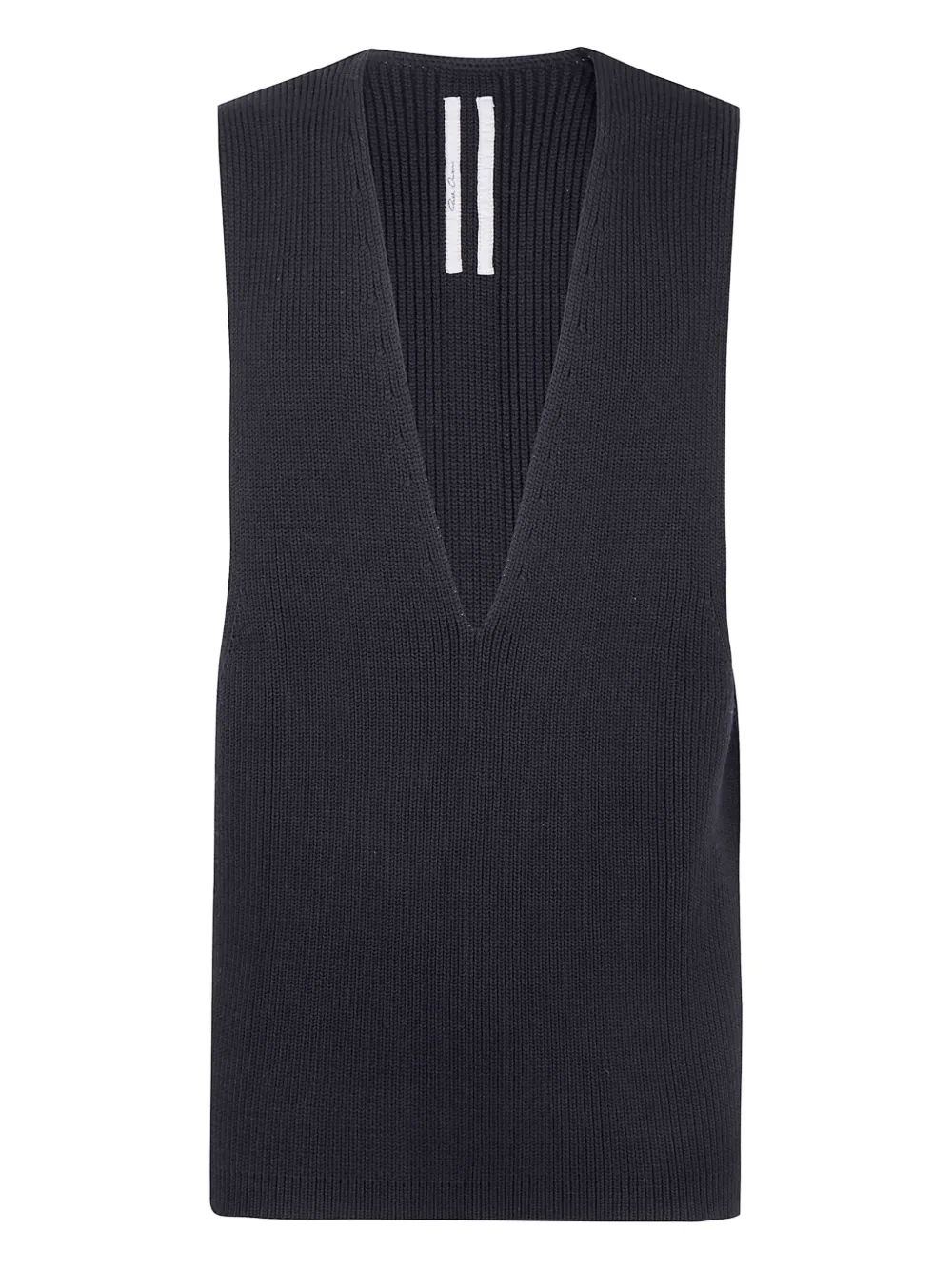 Rick Owens V-neck Wool Vest In Black