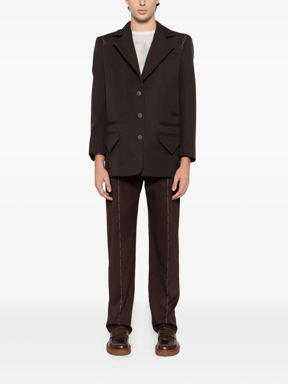Sonia Carrasco Heavyweight Single-breasted Blazer In Brown