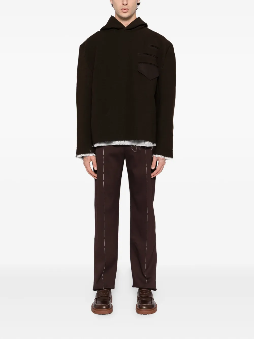 Sonia Carrasco Raw-cut Hem Hoodie In Brown