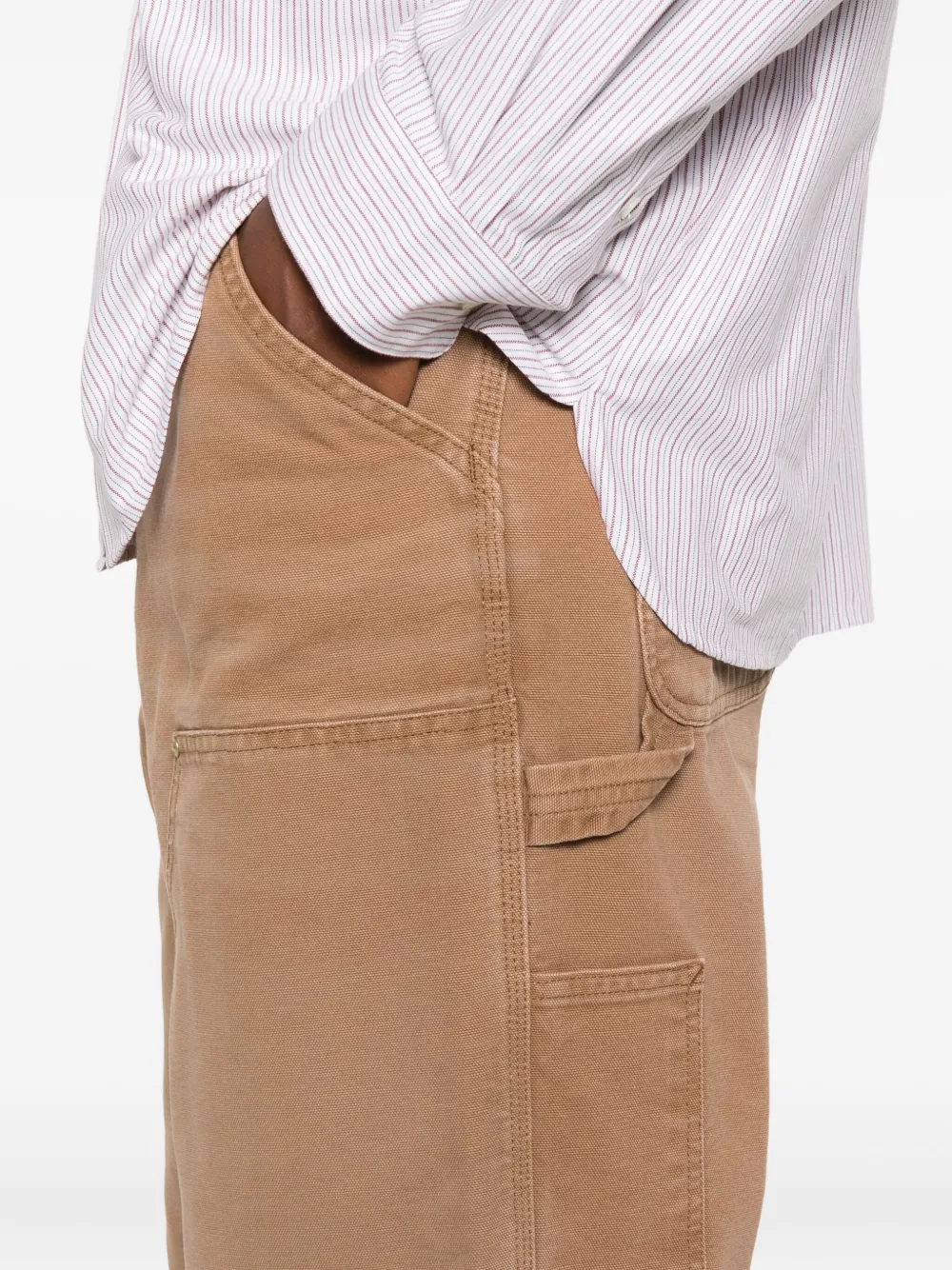 Carhartt Double-knee Cotton Trousers In Brown