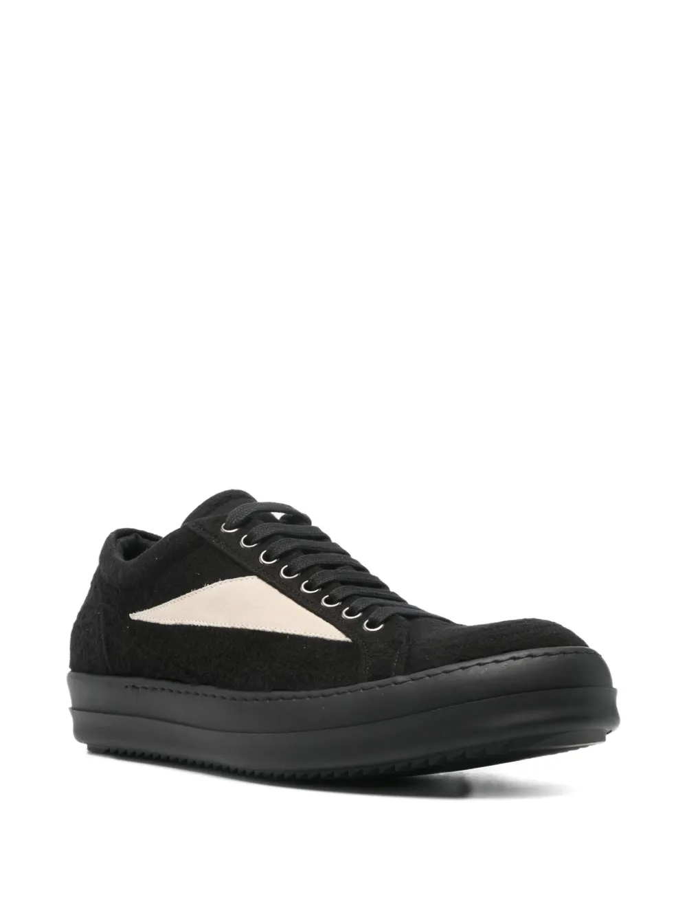 Rick Owens DRKSHDW suede panel trainers BLACK MILK MILK