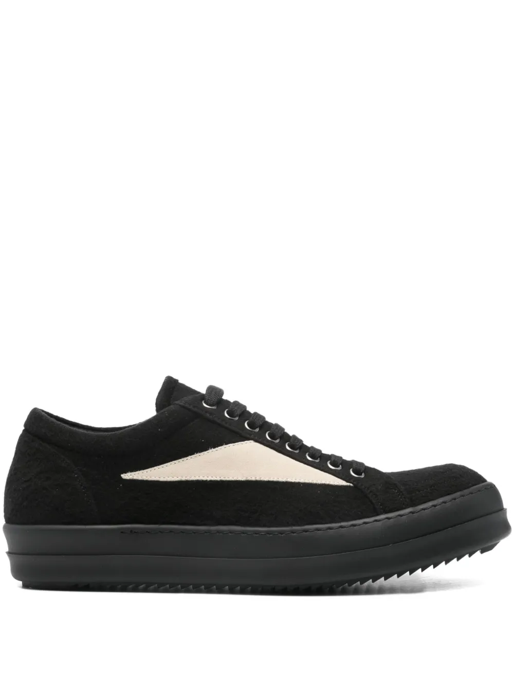 Rick Owens DRKSHDW suede panel trainers BLACK MILK MILK
