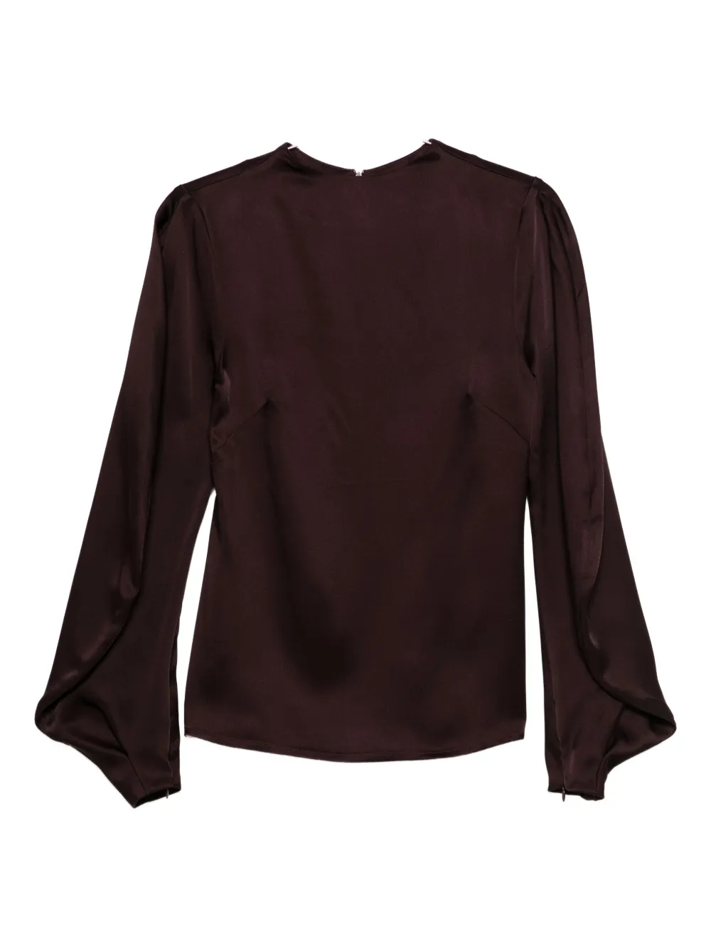 Raquel Diniz Satin Blouse With Flared Cuffs And Puff Sleeves In Red