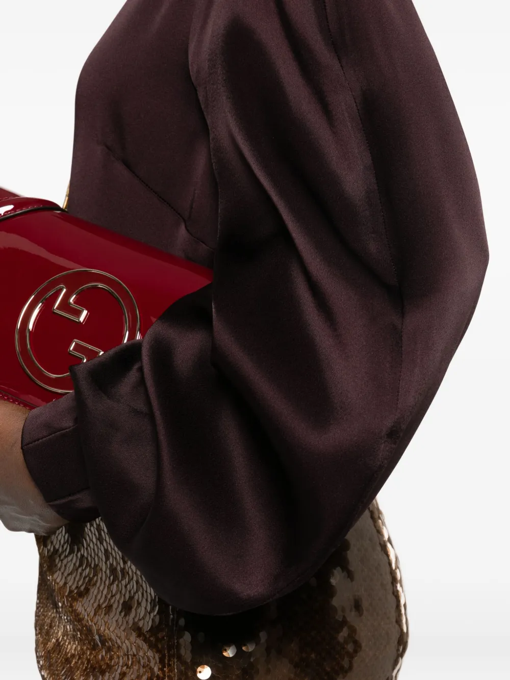Raquel Diniz Satin Blouse With Flared Cuffs And Puff Sleeves In Red