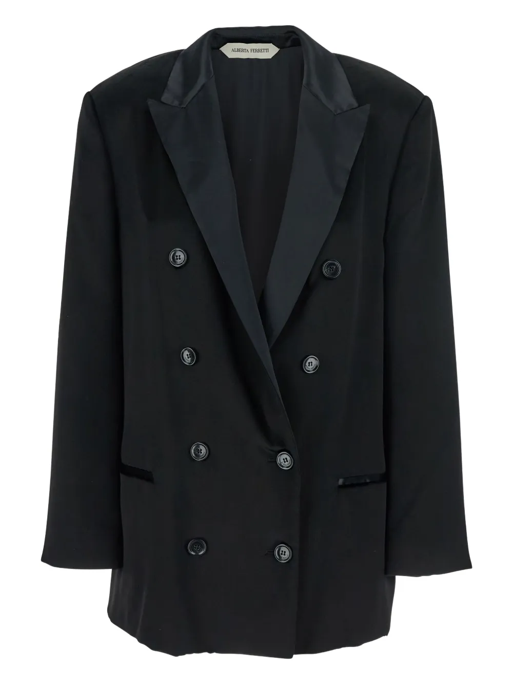 Alberta Ferretti double-breasted satin-lapel jacket - ブラック Alberta Ferretti double-breasted satin-lapel jacket - ブラック