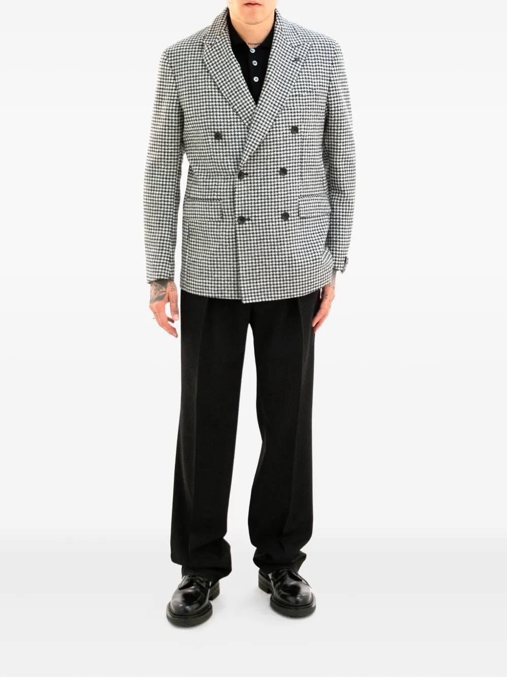 Tagliatore Houndstooth Double-breasted Blazer In Gray