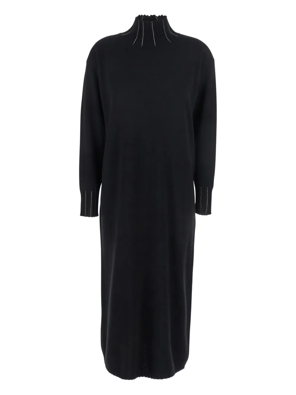 Fabiana Filippi ribbed-neckline day dress - ブラック Fabiana Filippi ribbed-neckline day dress - ブラック