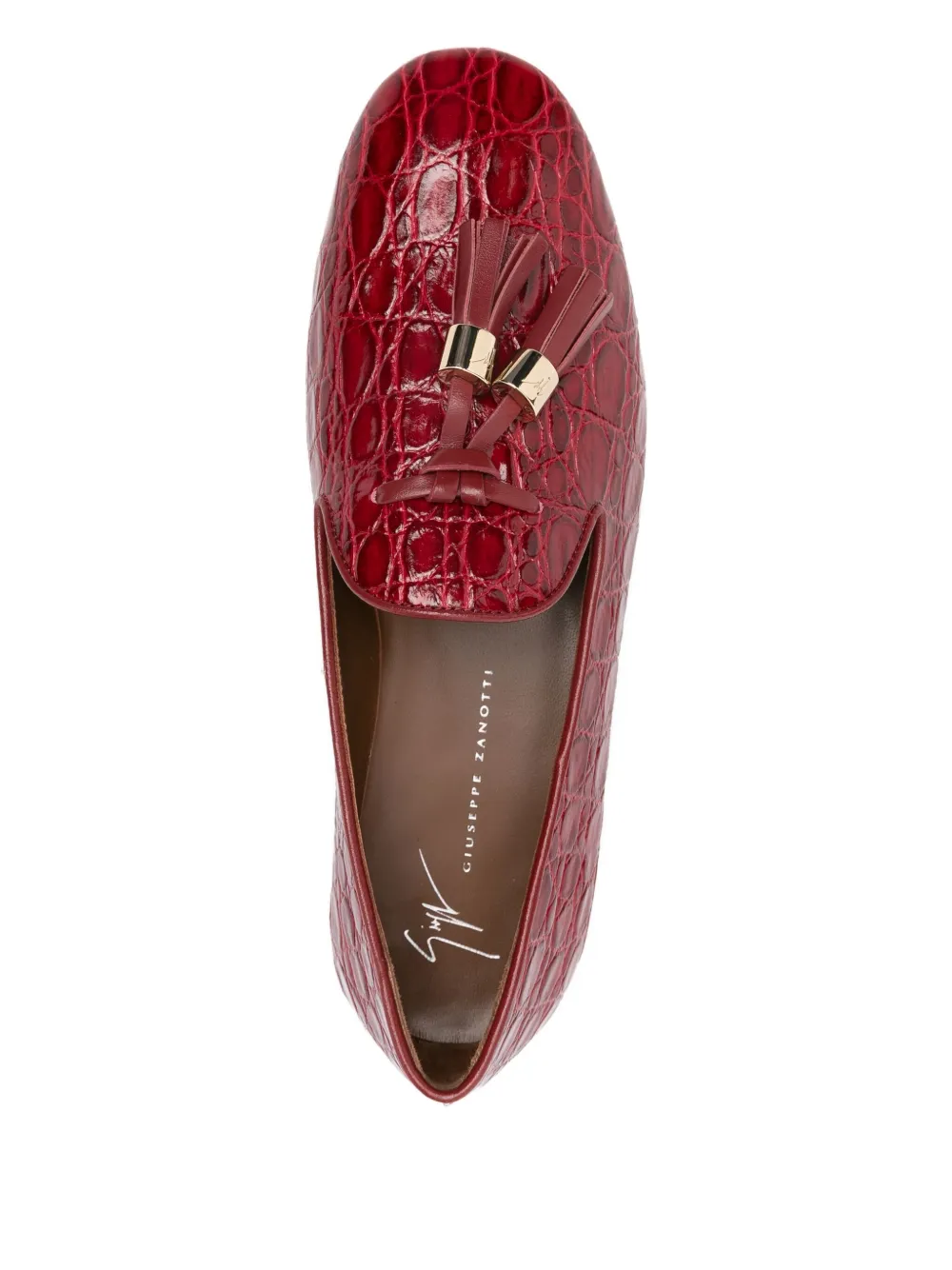 Giuseppe Zanotti Loafers met krokodillen-reliëf en kwastje Rood