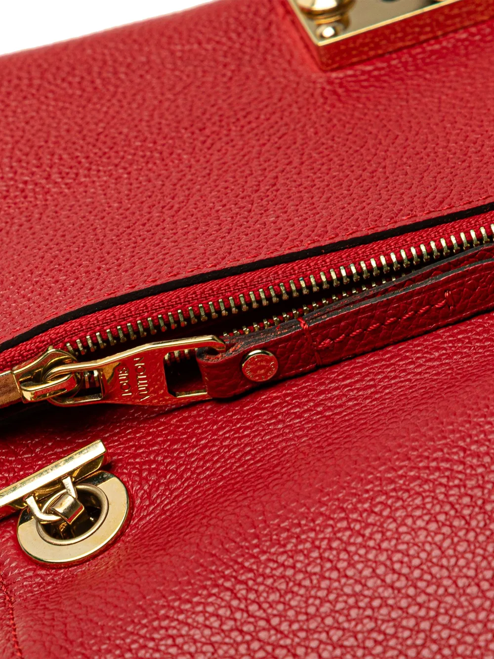 Pre-owned Louis Vuitton 2014 Monogram Empreinte Saint Germain Pochette Crossbody Bag In Red