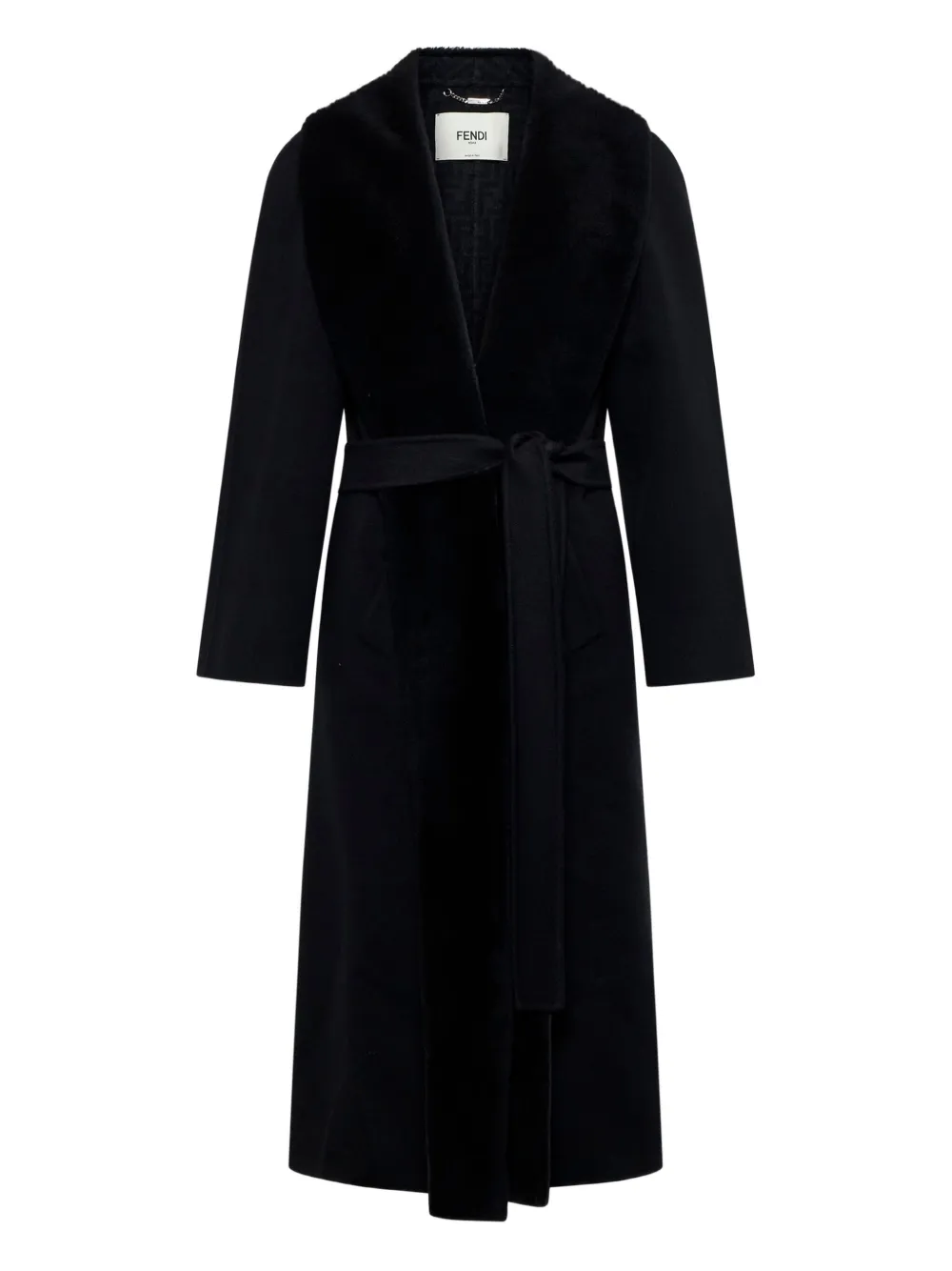 FENDI belt-fastening coat - ブラック FENDI belt-fastening coat - ブラック