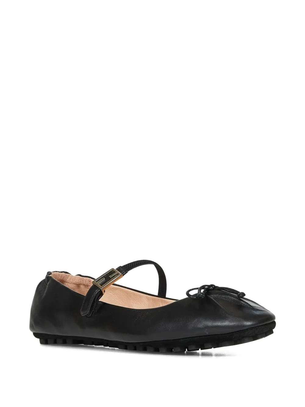 FENDI FF-logo buckle bow-detail ballet flats - Zwart