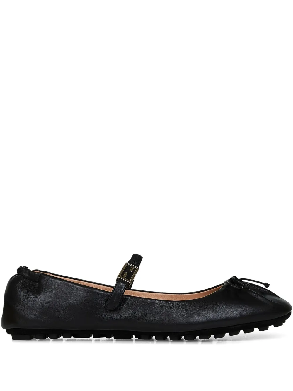 FENDI FF-logo buckle bow-detail ballet flats - ブラック FENDI FF-logo buckle bow-detail ballet flats - ブラック
